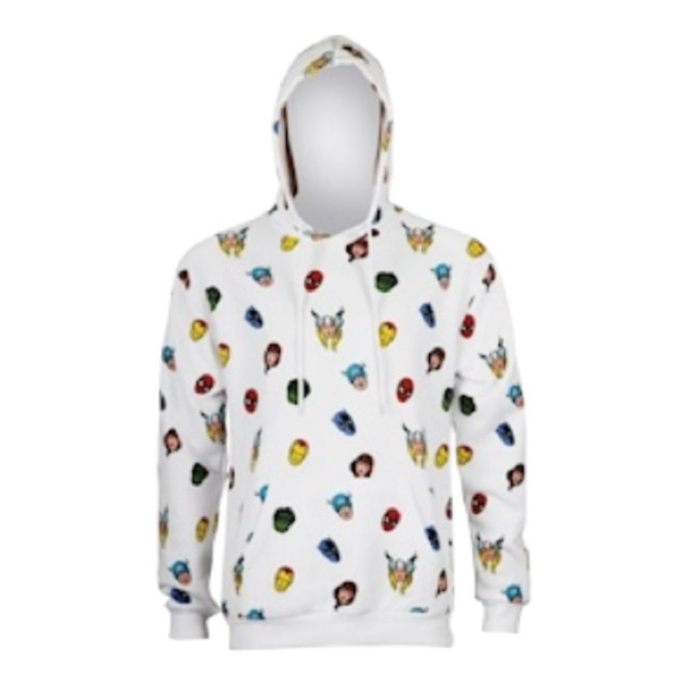Marvel Avengers Heads All Over Print Comics Superheroes Hoodie Mens Medium